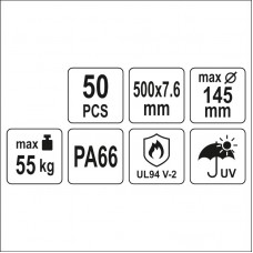 YT-70635 YATO Set 50 coliere din plastic 500 x 7.6..